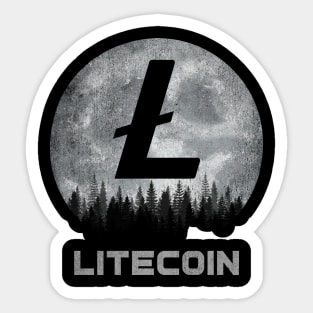 Vintage Litecoin LTC Coin To The Moon Crypto Token Cryptocurrency Blockchain Wallet Birthday Gift For Men Women Kids Sticker